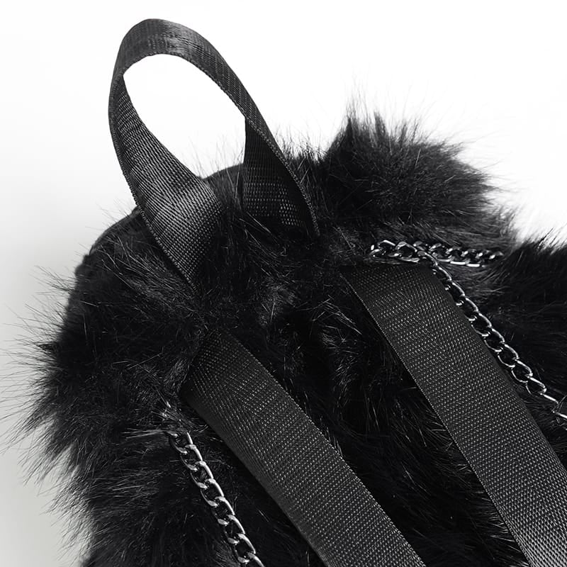 DEVIL FASHION Women's Gothic Plush Chains Spider Backpack Black