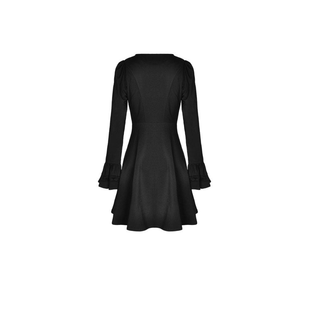 Darkinlove Womeb's Lace Collar Flare Sleeve Dresses