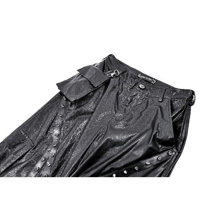 Darkinlove Women's Cyberpunk Big Pocket Spiked Zipper Straight-leg Pants