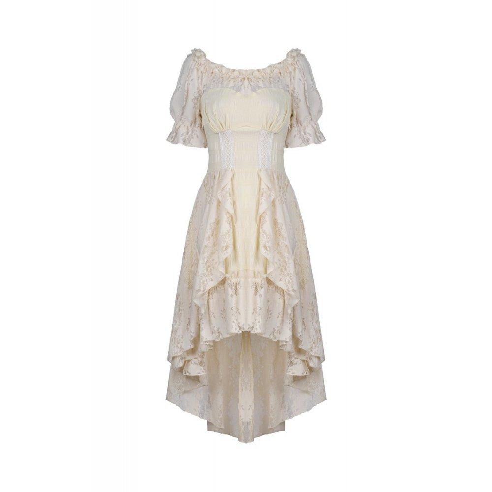 Darkinlove Women's Gorgeous Vintage Ruched Ruffled Beige Dresses