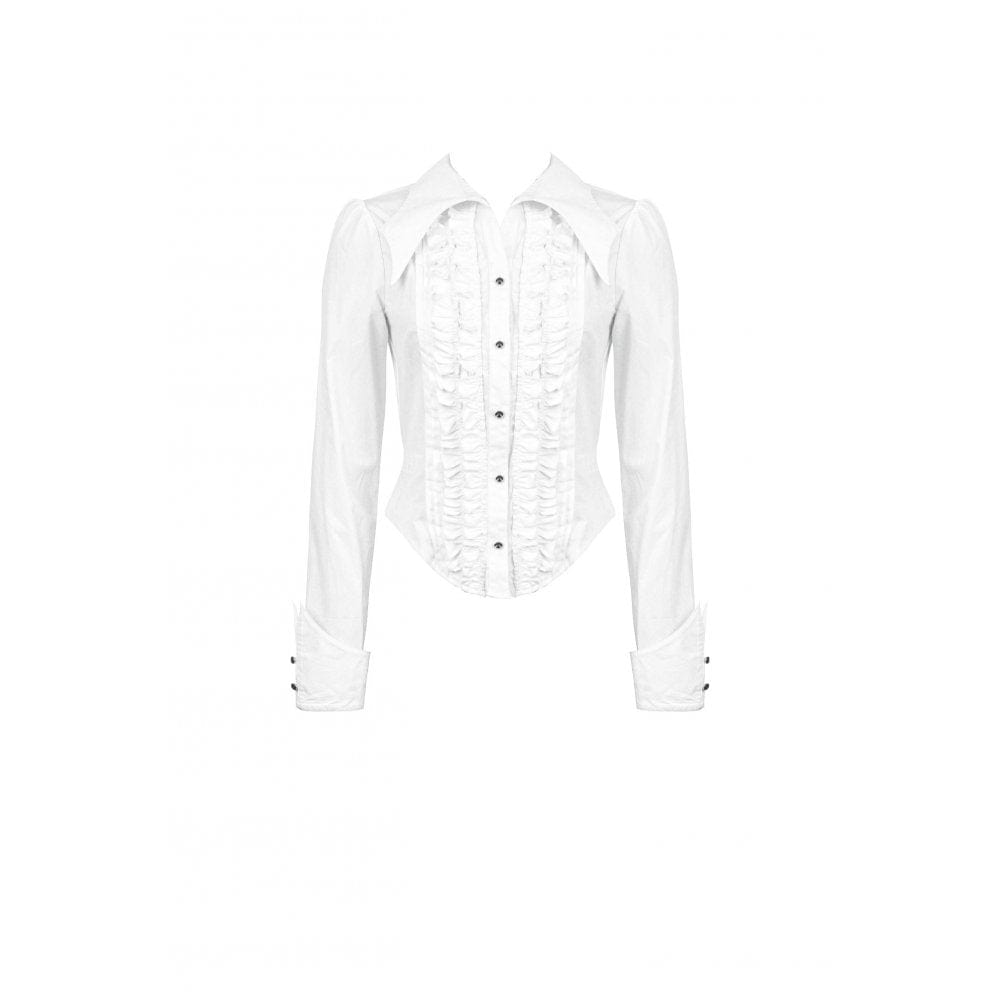 Darkinlove Women's Gothic Bat Collar Ruffled Shirt