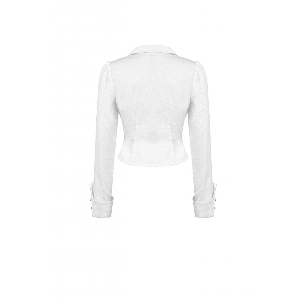 Darkinlove Women's Gothic Bat Collar Ruffled Shirt