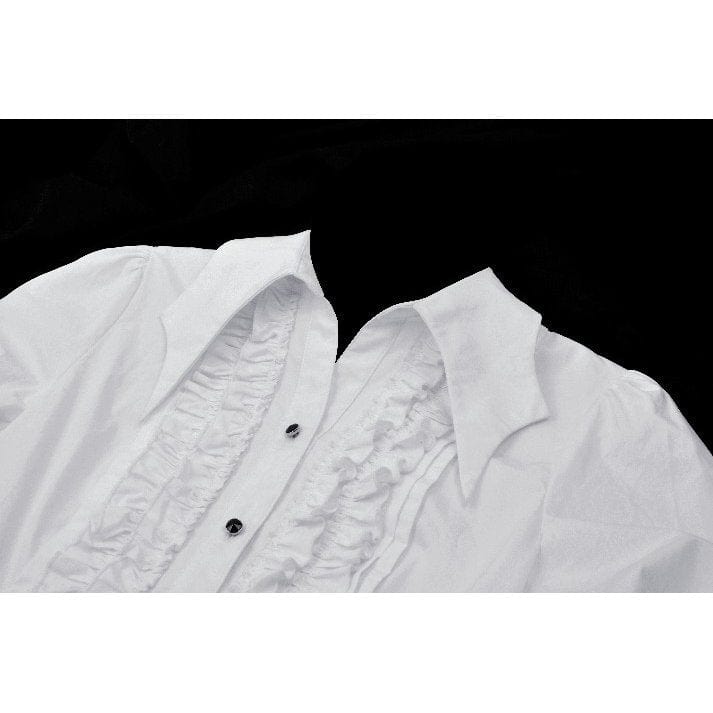 Darkinlove Women's Gothic Bat Collar Ruffled Shirt