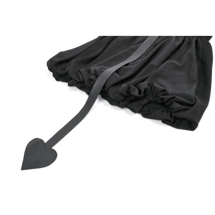 Darkinlove Women's Gothic Bat Wing Buckle Suspender Dress with Tail