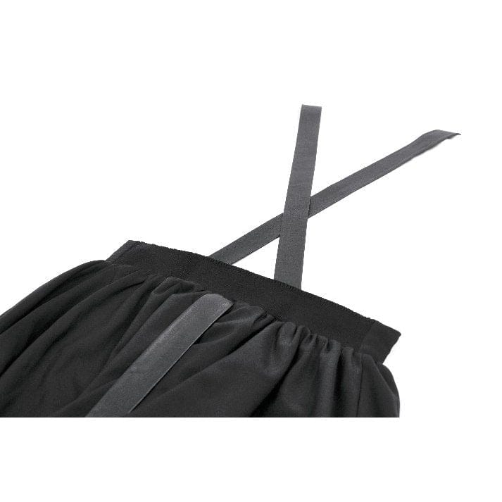 Darkinlove Women's Gothic Bat Wing Buckle Suspender Dress with Tail