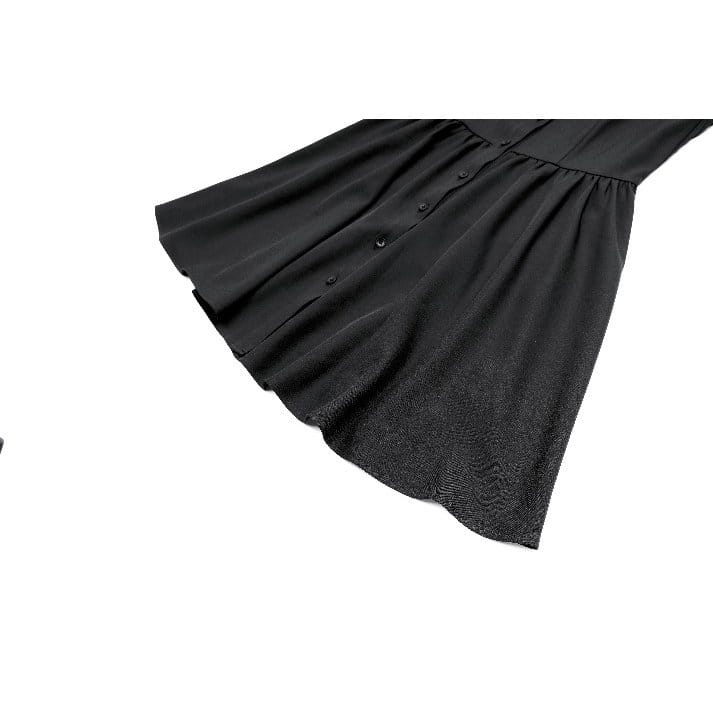 Darkinlove Women's Gothic Bat Wing Patchwork Two‑Tone Long Sleeved Short Dress