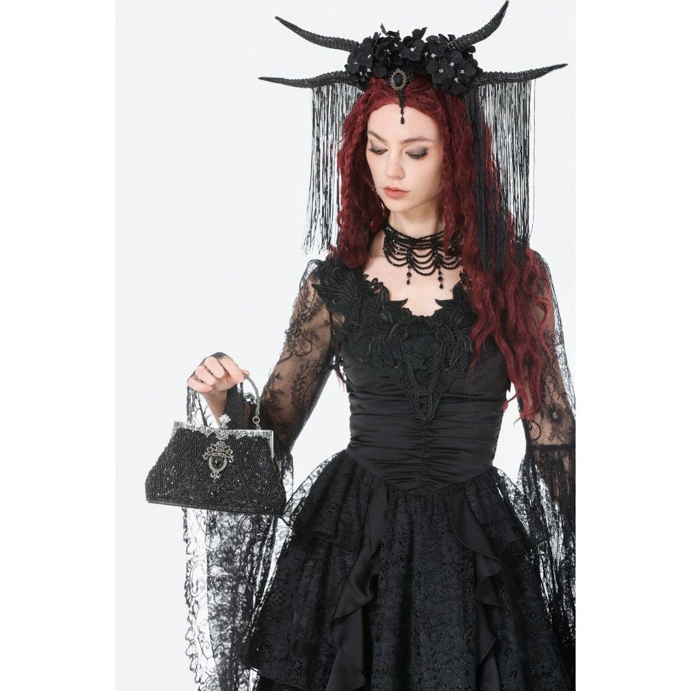 Darkinlove Women's Gothic Beaded Diamante Evening Bag