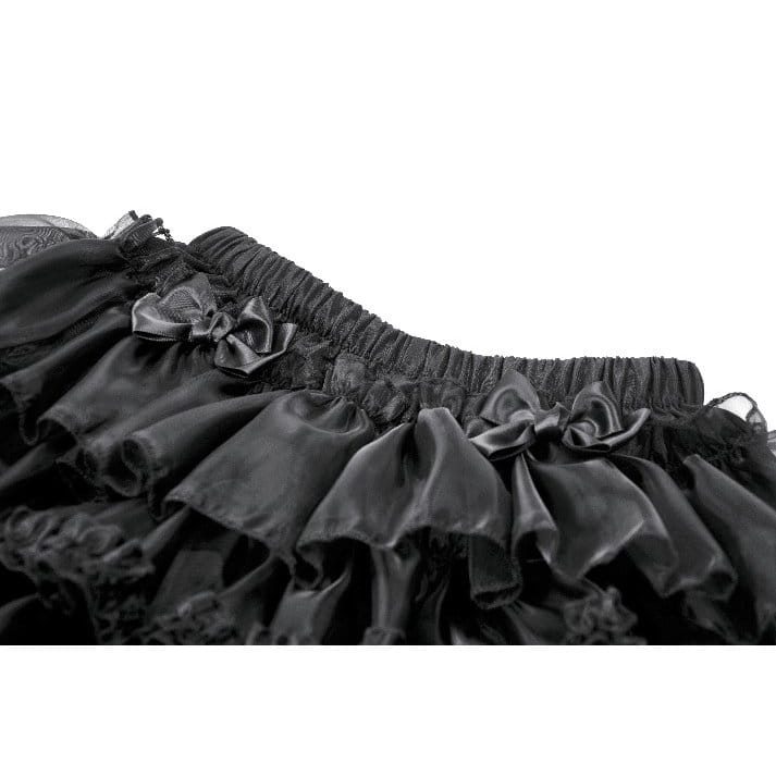 Darkinlove Women's Gothic Bowknot Lace-Trimmed Tiered Shorts