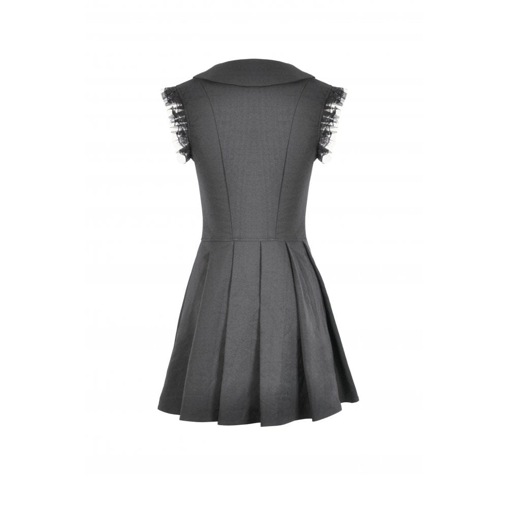 Darkinlove Women's Gothic Bowknot Pleated Sleeveless Dress