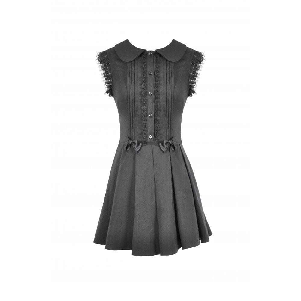 Darkinlove Women's Gothic Bowknot Pleated Sleeveless Dress