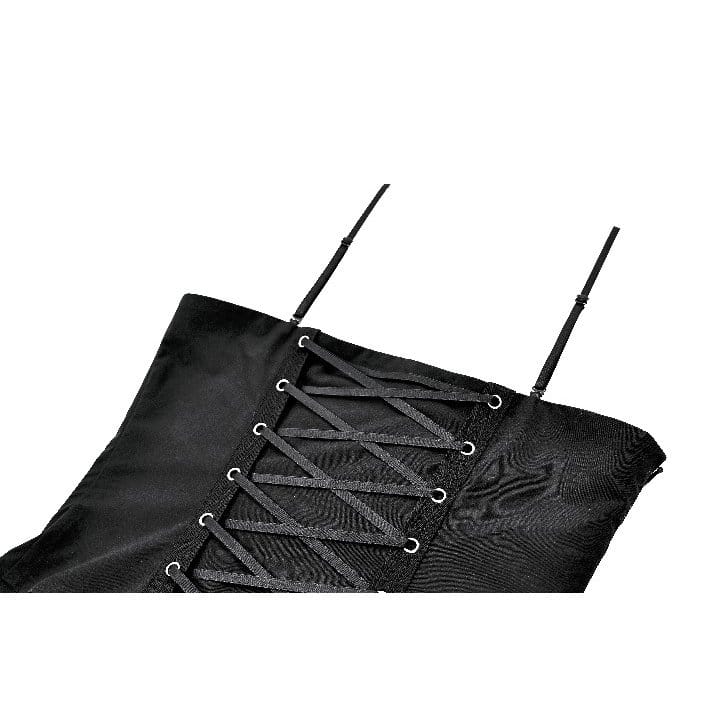 Darkinlove Women's Gothic Buckle Strap Lace-up Slip Dress