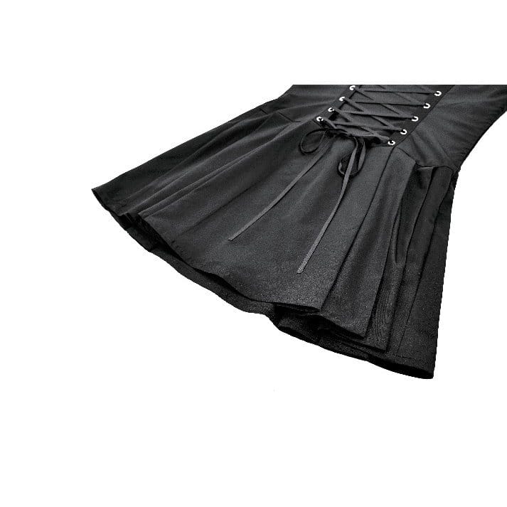 Darkinlove Women's Gothic Buckle Strap Lace-up Slip Dress