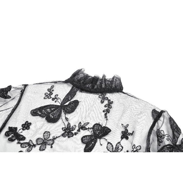 Darkinlove Women's Gothic Butterfly Embroidered Flare Sleeve Lace Cape