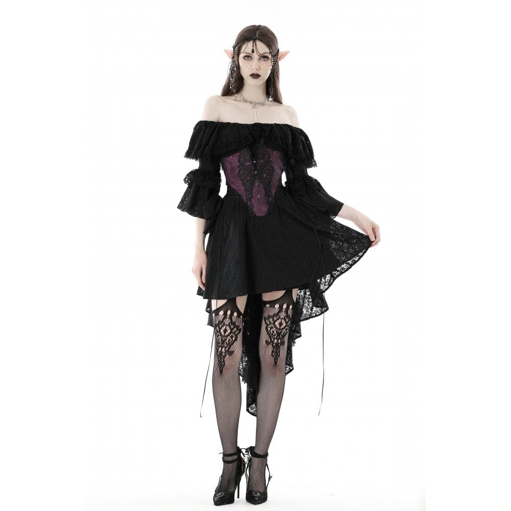 Darkinlove Women's Gothic Butterfly Embroidered Lace Underbust Corset