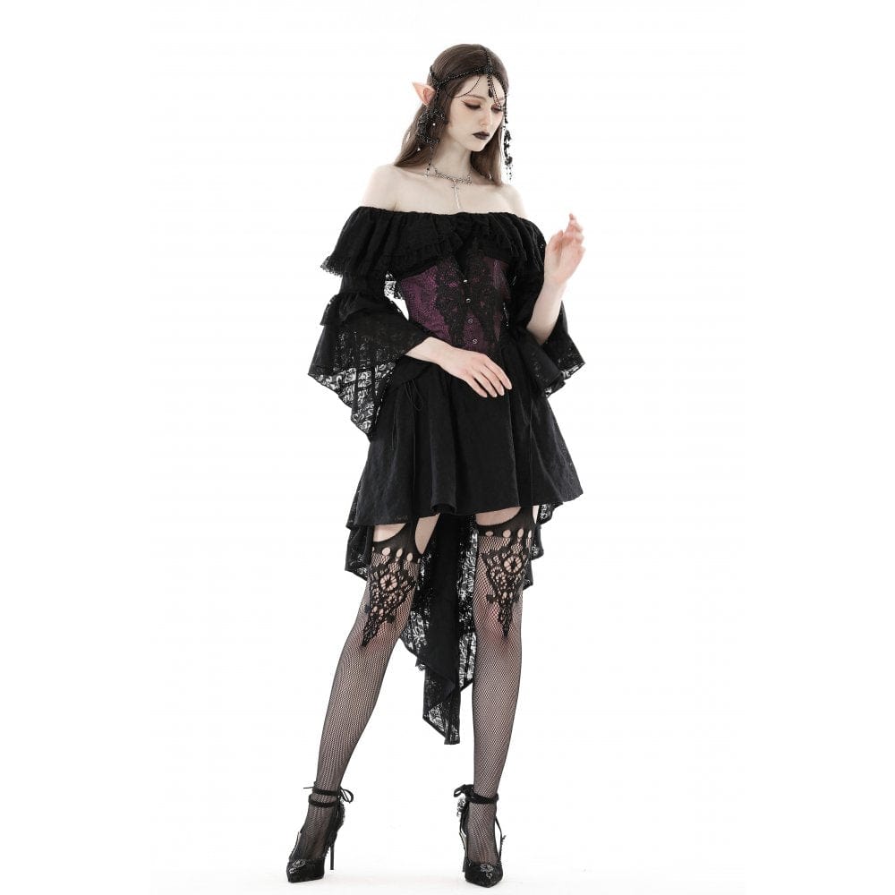 Darkinlove Women's Gothic Butterfly Embroidered Lace Underbust Corset