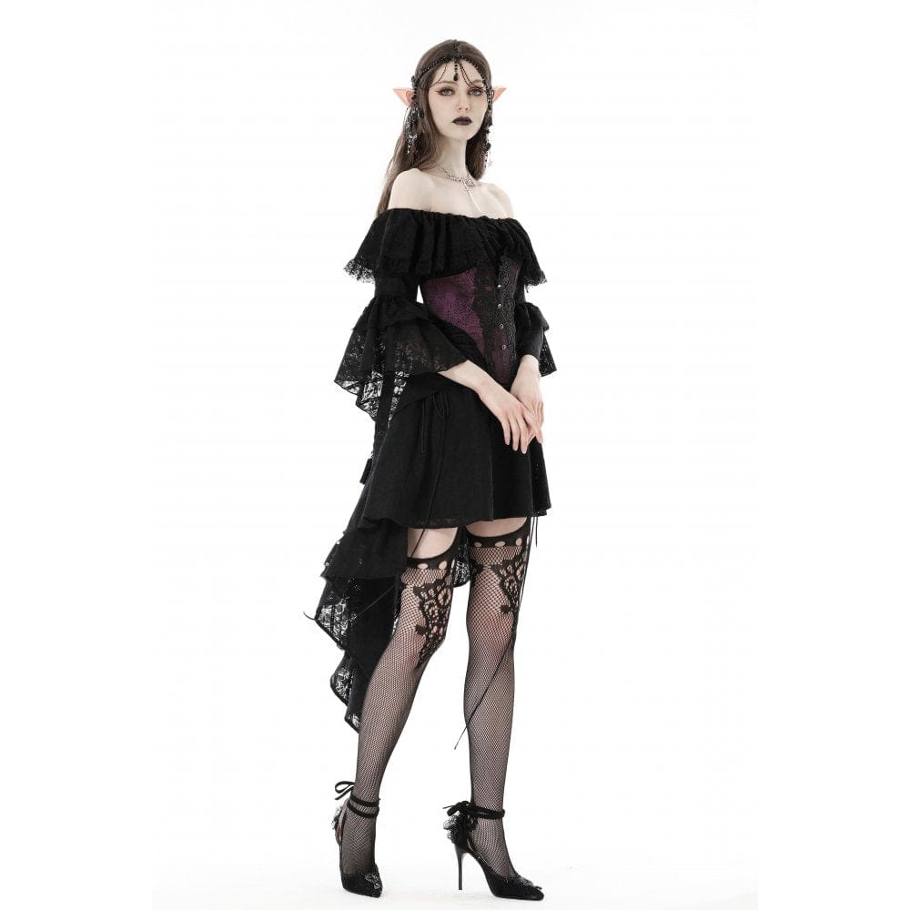 Darkinlove Women's Gothic Butterfly Embroidered Lace Underbust Corset