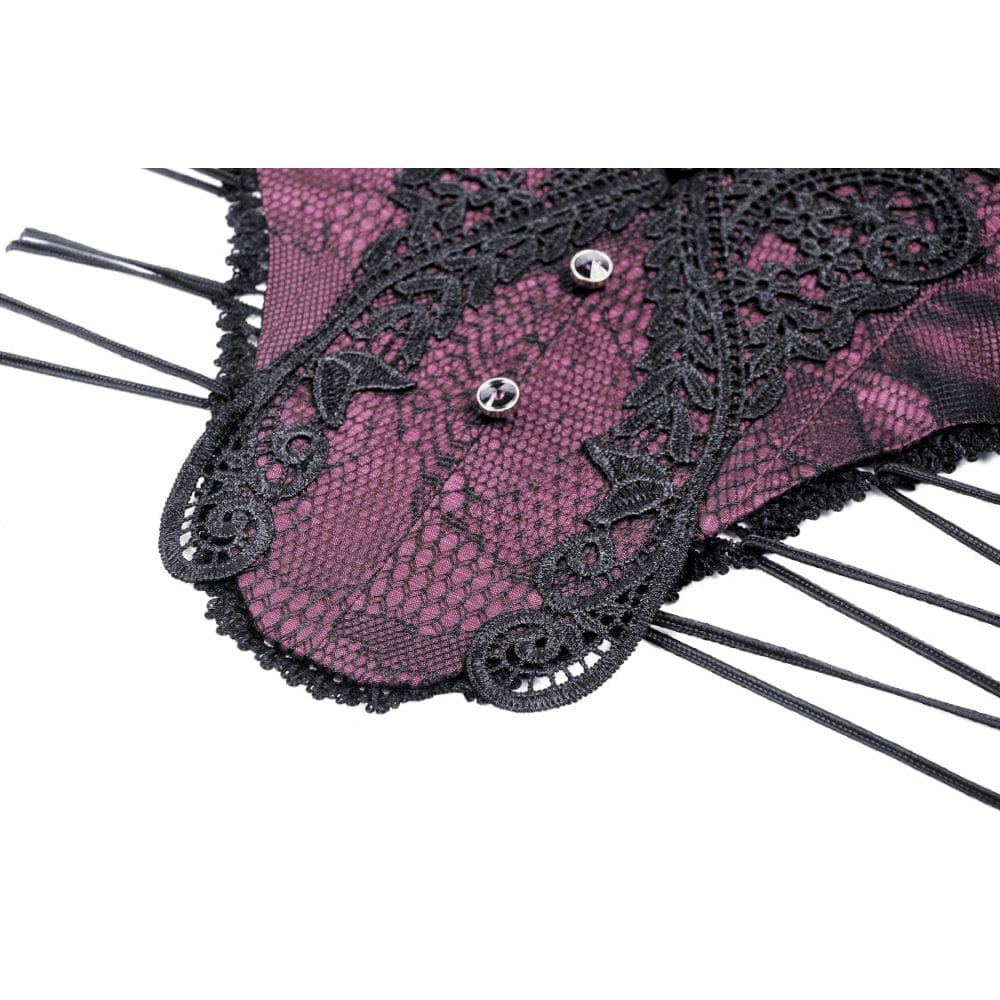 Darkinlove Women's Gothic Butterfly Embroidered Lace Underbust Corset