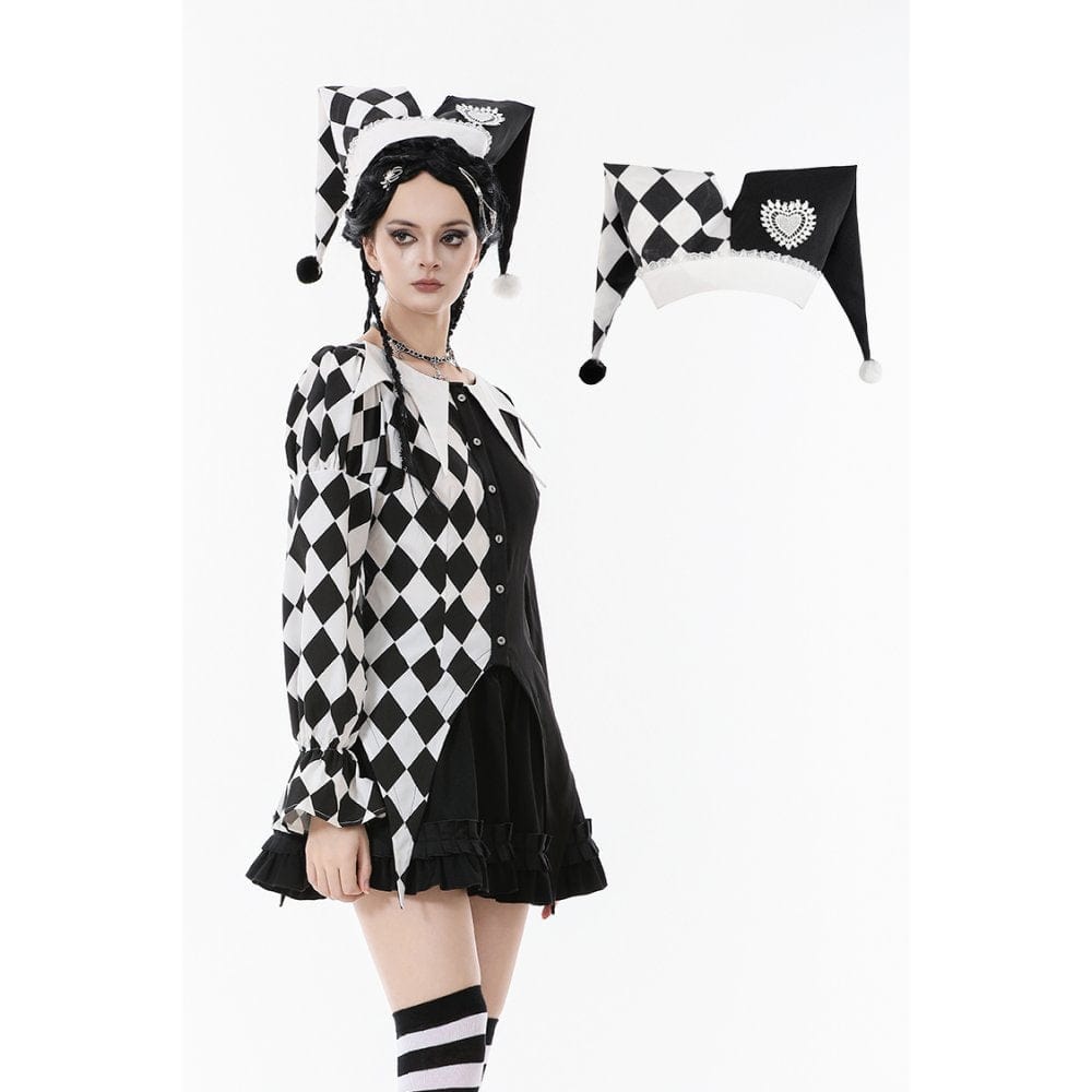 Darkinlove Women's Gothic Contrast Color Harlequin Hat