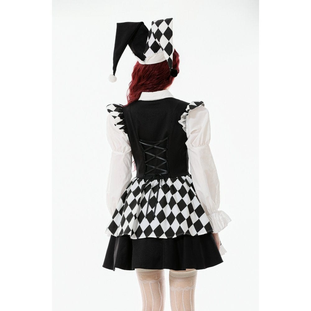 Darkinlove Women's Gothic Contrast Color Harlequin Hat