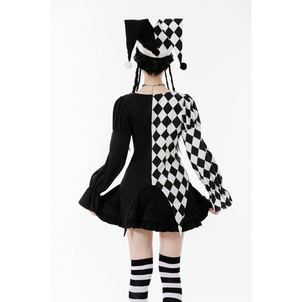 Darkinlove Women's Gothic Contrast Color Harlequin Hat