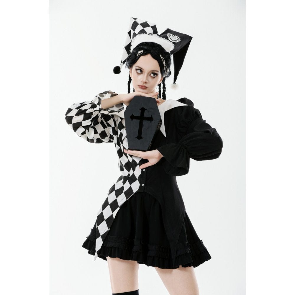 Darkinlove Women's Gothic Contrast Color Harlequin Hat