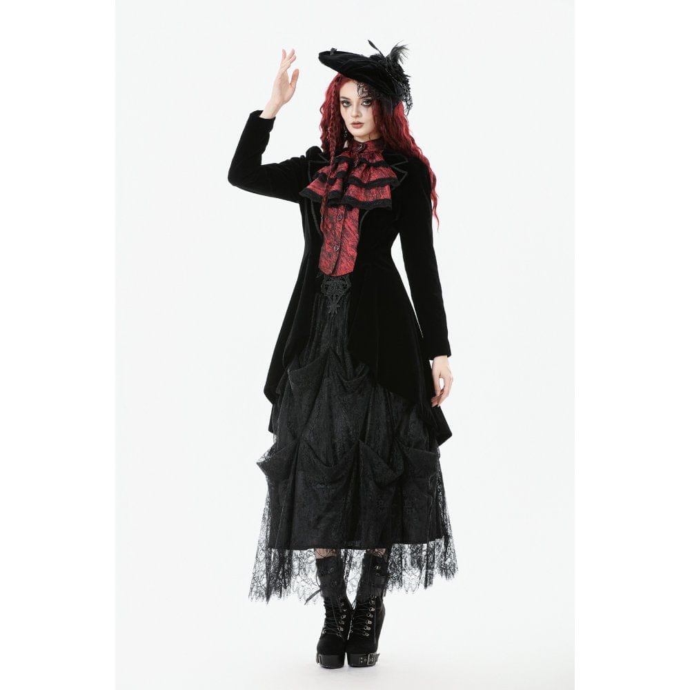 Darkinlove Women's Gothic Contrast Color Mock Two-piece Swallow-tailed Jacket