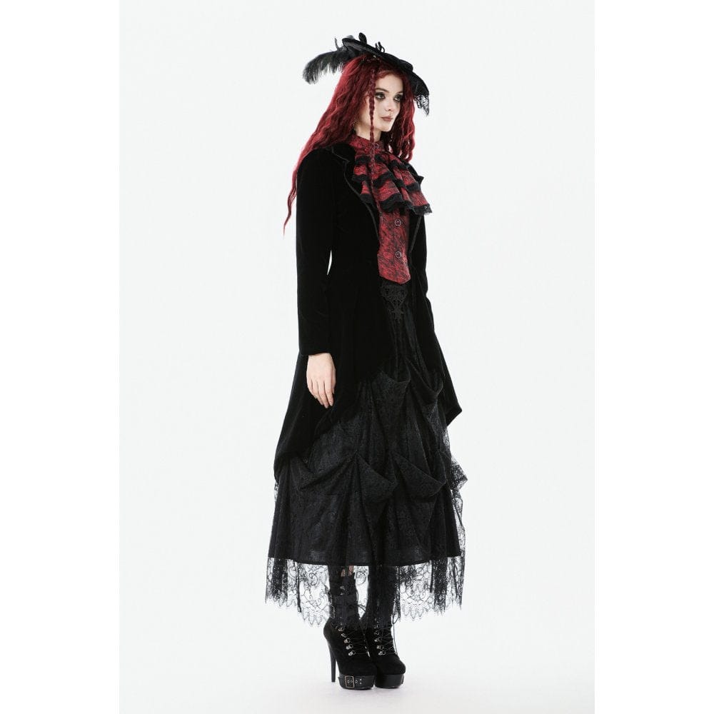 Darkinlove Women's Gothic Contrast Color Mock Two-piece Swallow-tailed Jacket