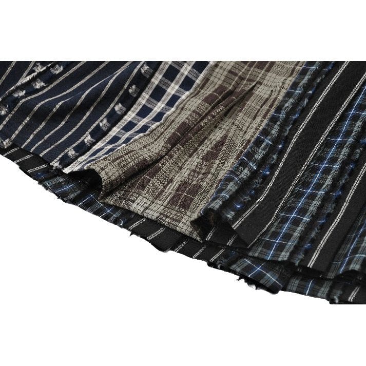 Darkinlove Women's Gothic Contrast Color Plaid Pleated Skirt