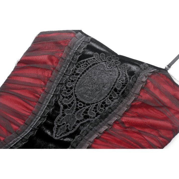 Darkinlove Women's Gothic Contrast Color Velvet Bodycon Dress