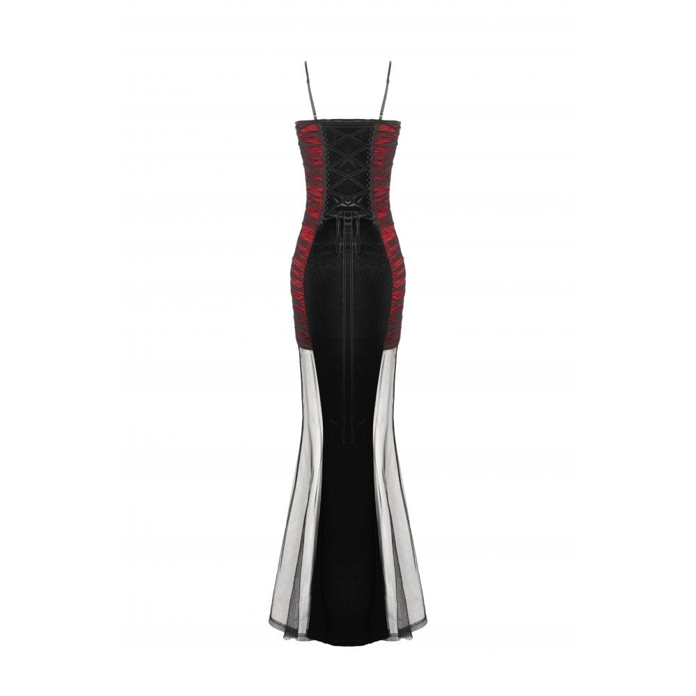 Darkinlove Women's Gothic Contrast Color Velvet Bodycon Dress