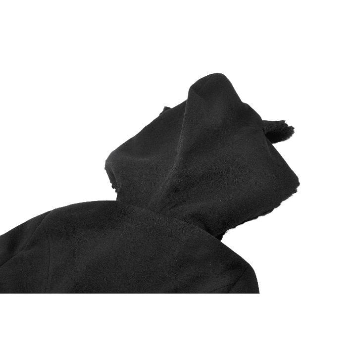 Darkinlove Women's Gothic Cross Plush Cat Ear Hooded Coat