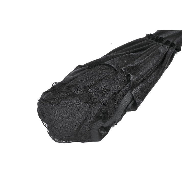 Darkinlove Women's Gothic Cutout Halterneck Velvet Flared Sleeved Shirt