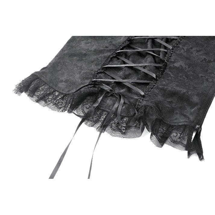 Darkinlove Women's Gothic Cutout Lace Ruffles Jacquard Short Sleeved Shirt