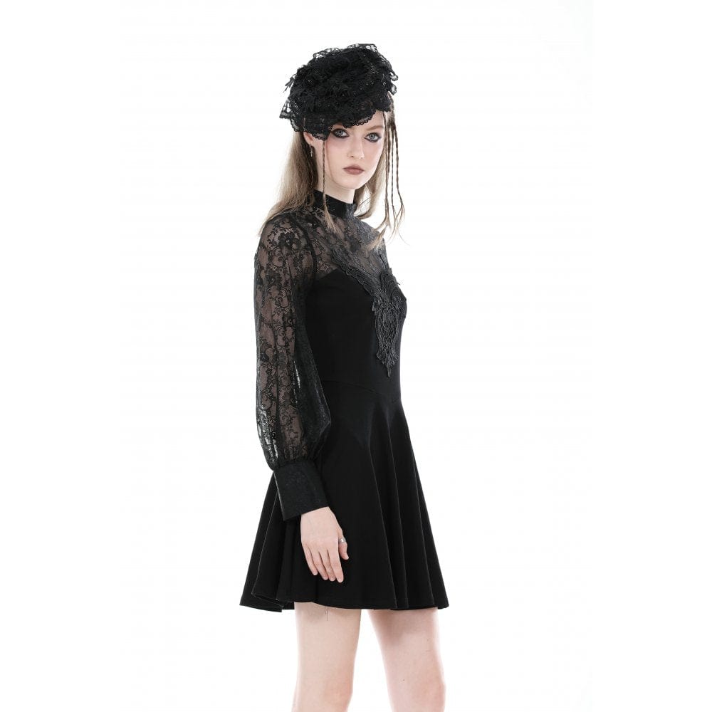 Darkinlove Women's Gothic Cutout Lace Splice Dress