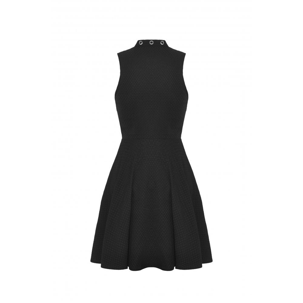 Darkinlove Women's Gothic Cutout Mesh Splice Buckle Dress