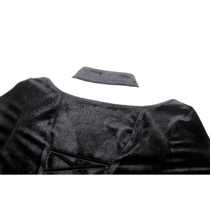 Darkinlove Women's Gothic Cutout Side Slit Velvet Party Dress