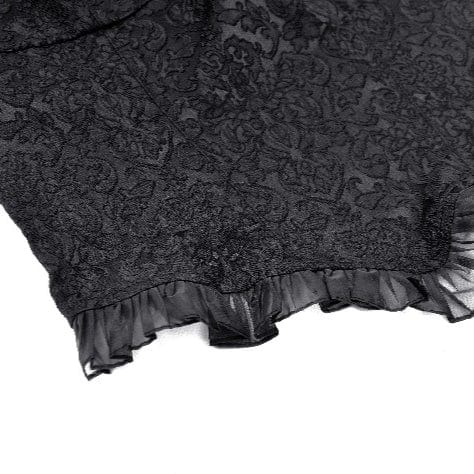 Darkinlove Women's Gothic Cutout Stand Collar Ruffled Tank Top