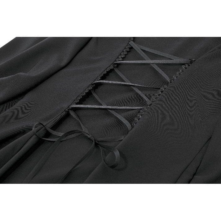 Darkinlove Women's Gothic Decal Lace Sheer Long Sleeved Shirt