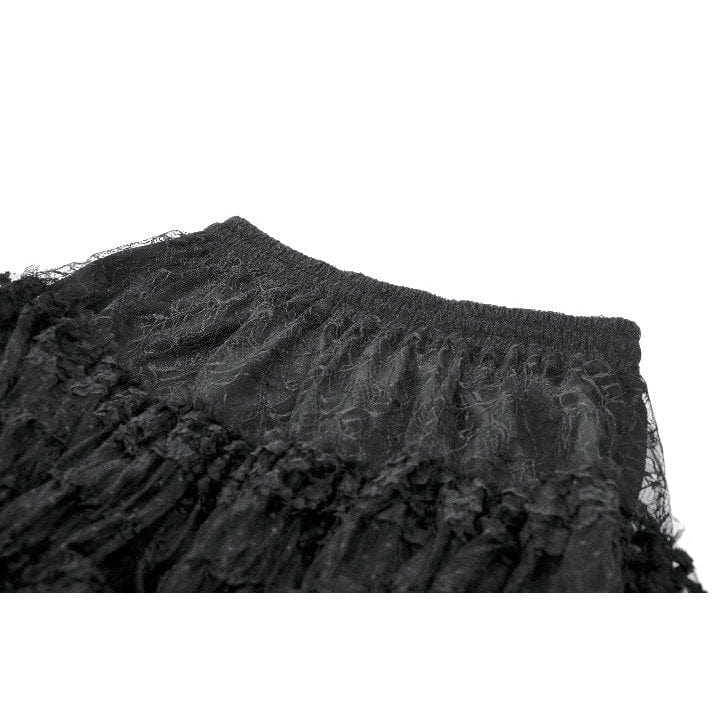 Darkinlove Women's Gothic Dot Multilayer Lace Maxi Skirt