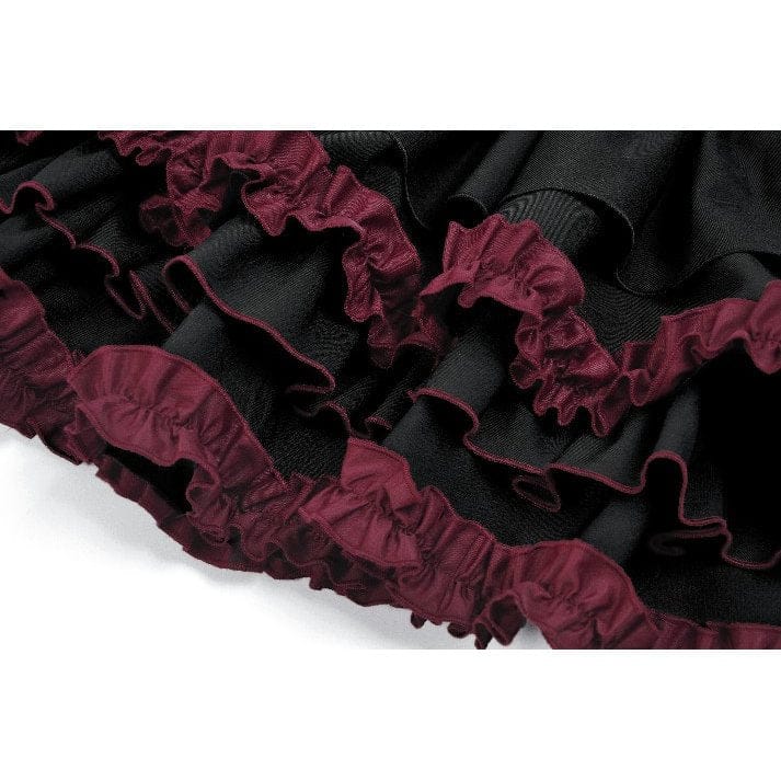Darkinlove Women's Gothic Double Color Falbala Skirt