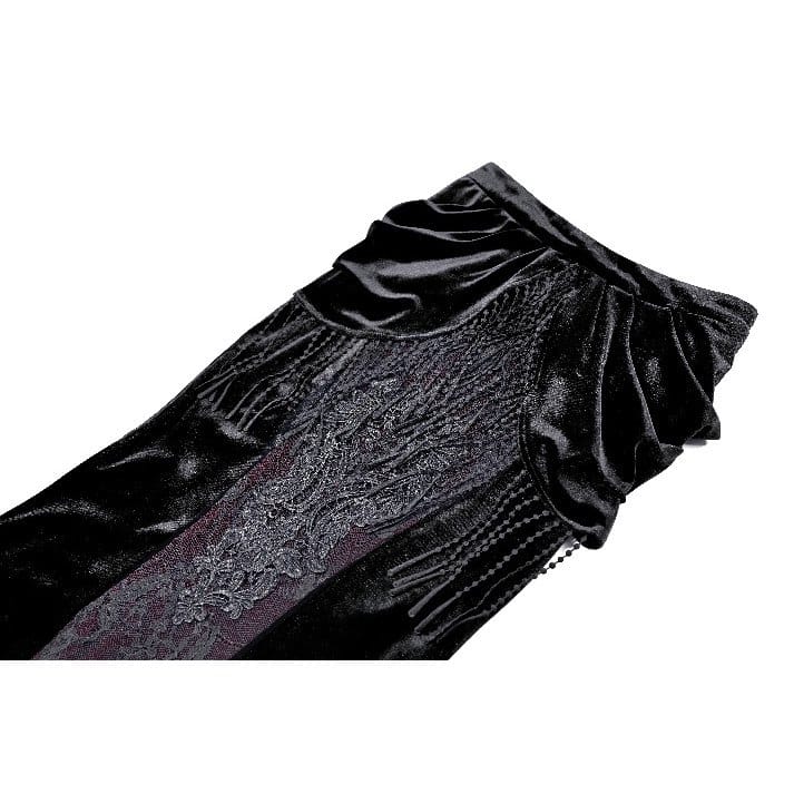 Darkinlove Women's Gothic Draped Tassel Velvet Mermaid Skirt