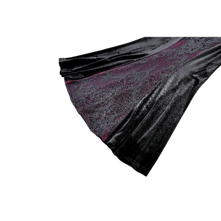 Darkinlove Women's Gothic Draped Tassel Velvet Mermaid Skirt