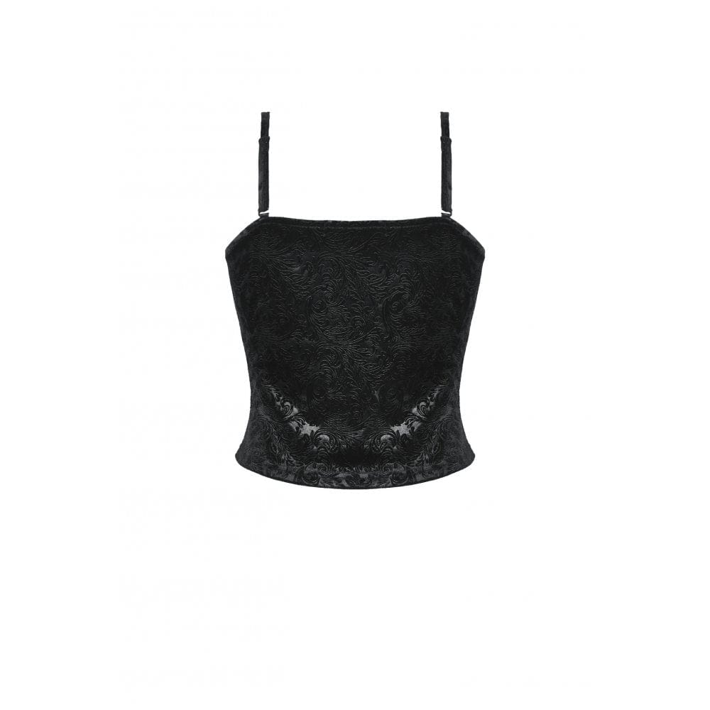 Darkinlove Women's Gothic Embossed Velvet Tank Top