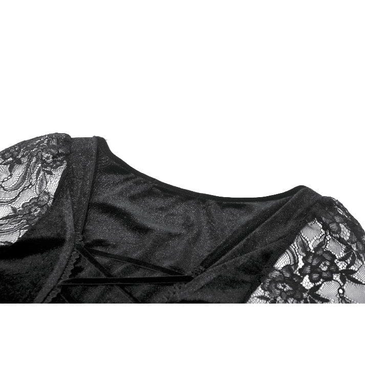 Darkinlove Women's Gothic Embroidered Cross Flared Sleeved Dress