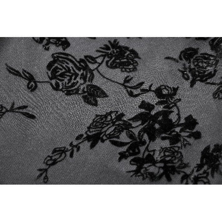 Darkinlove Women's Gothic Embroidered Floral Mesh Square-cut Collar Dress