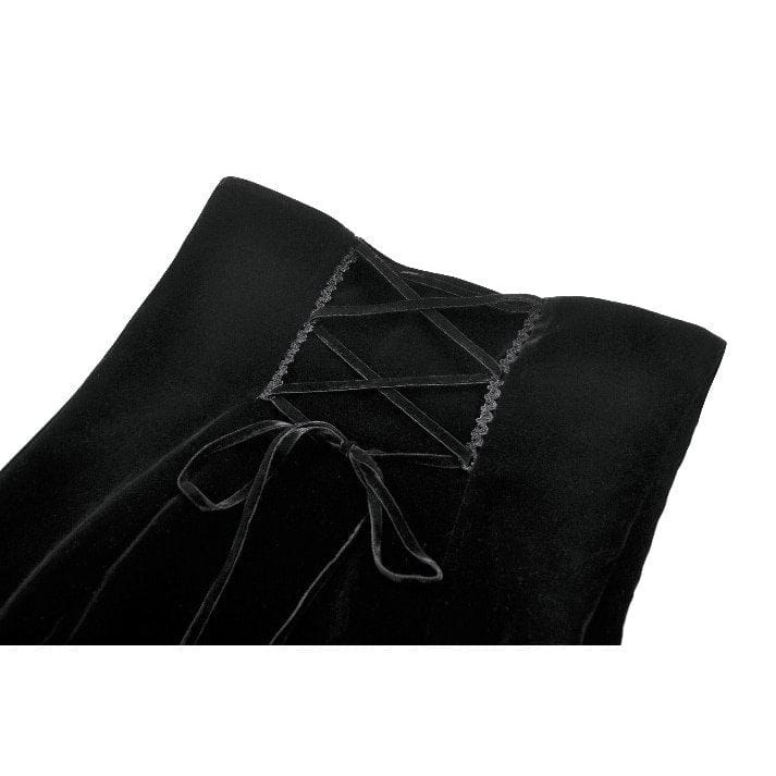 Darkinlove Women's Gothic Embroidered Lace Splice Velvet Mermaid Skirt