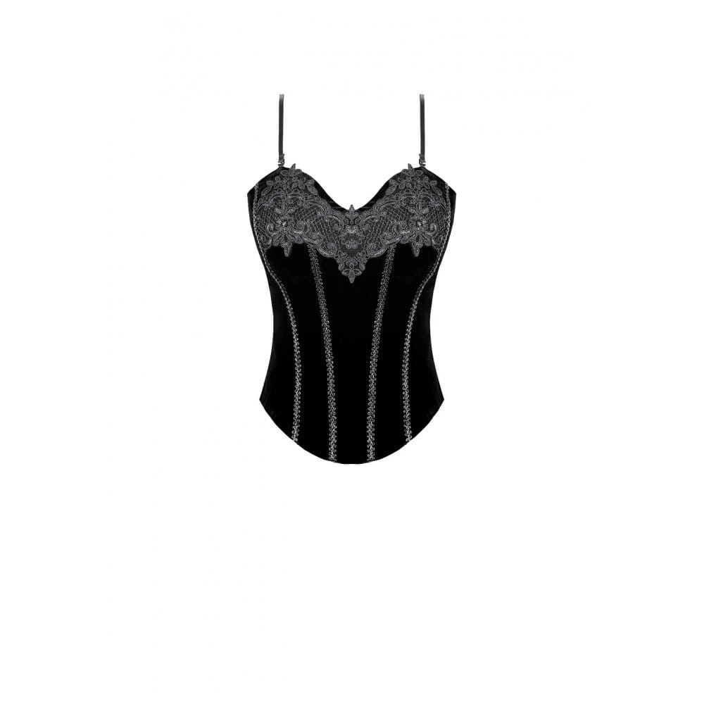 Darkinlove Women's Gothic Embroidered Lace-up Velvet Overbust Corset