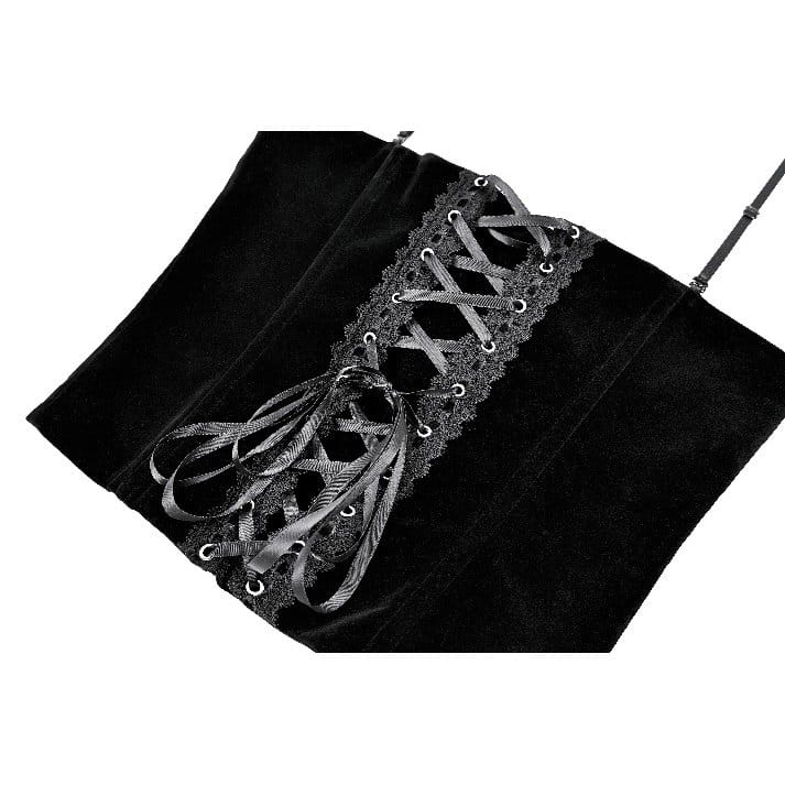 Darkinlove Women's Gothic Embroidered Lace-up Velvet Overbust Corset