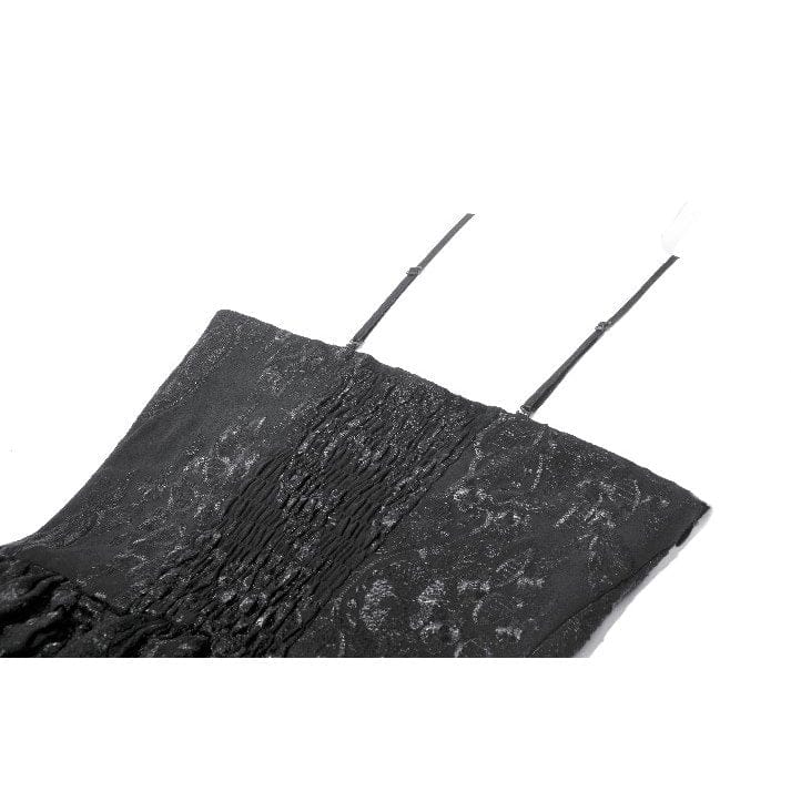 Darkinlove Women's Gothic Embroidered Peplum Slip Dress