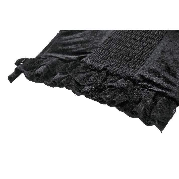 Darkinlove Women's Gothic Embroidered Ruffled Velvet Bustier